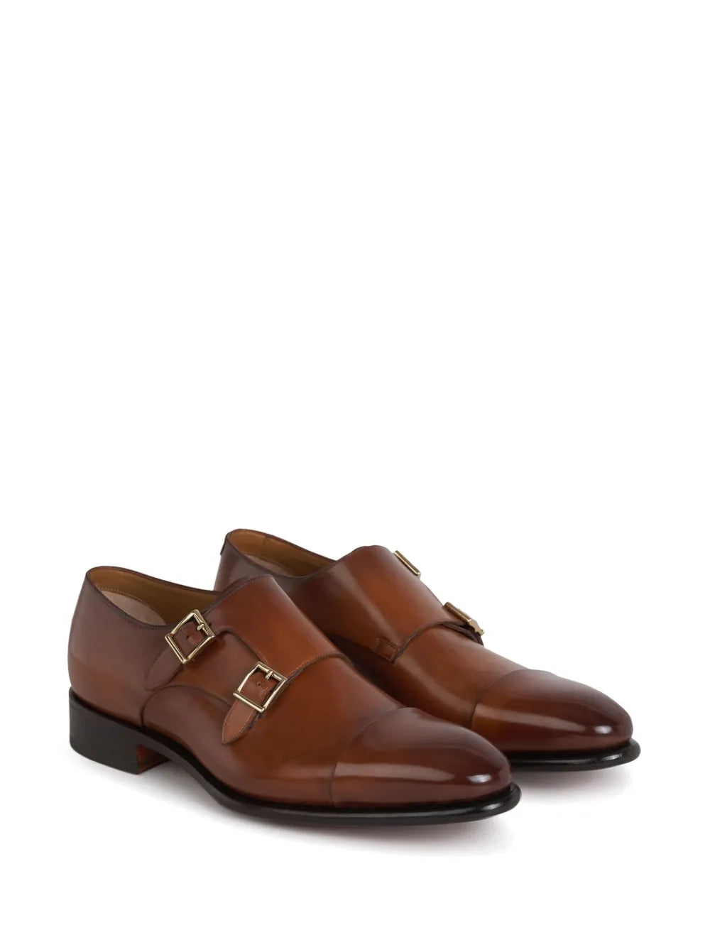 Santoni leather monk shoes