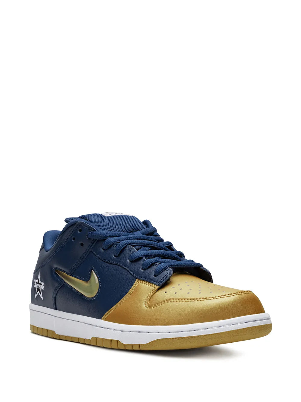Nike x Supreme SB Dunk Low "Jewel Swoosh Gold/Navy" sneakers