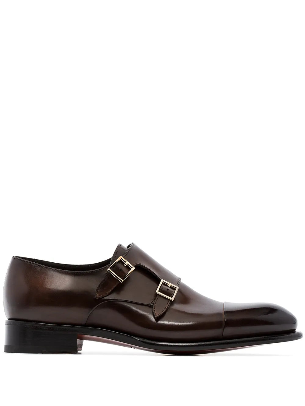 Santoni double strap leather monk shoes