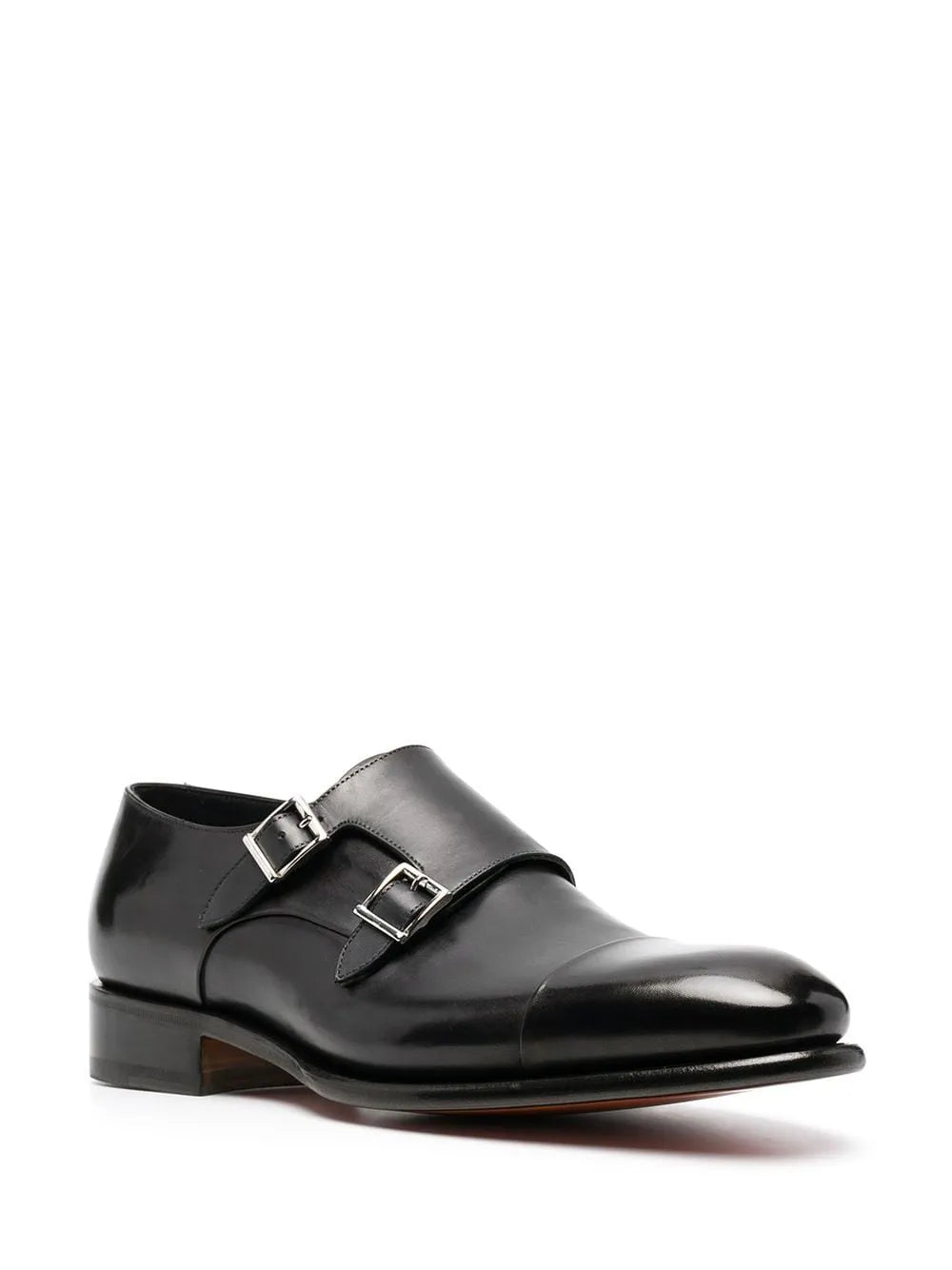 Santoni double-buckle leather monk shoes