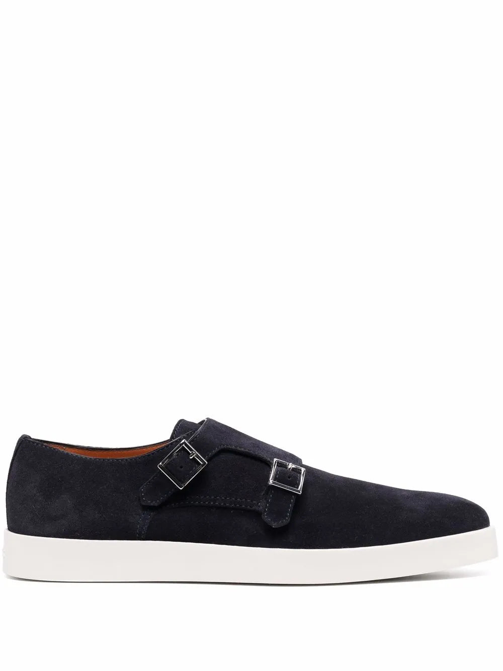 Santoni double-buckle suede monk shoes