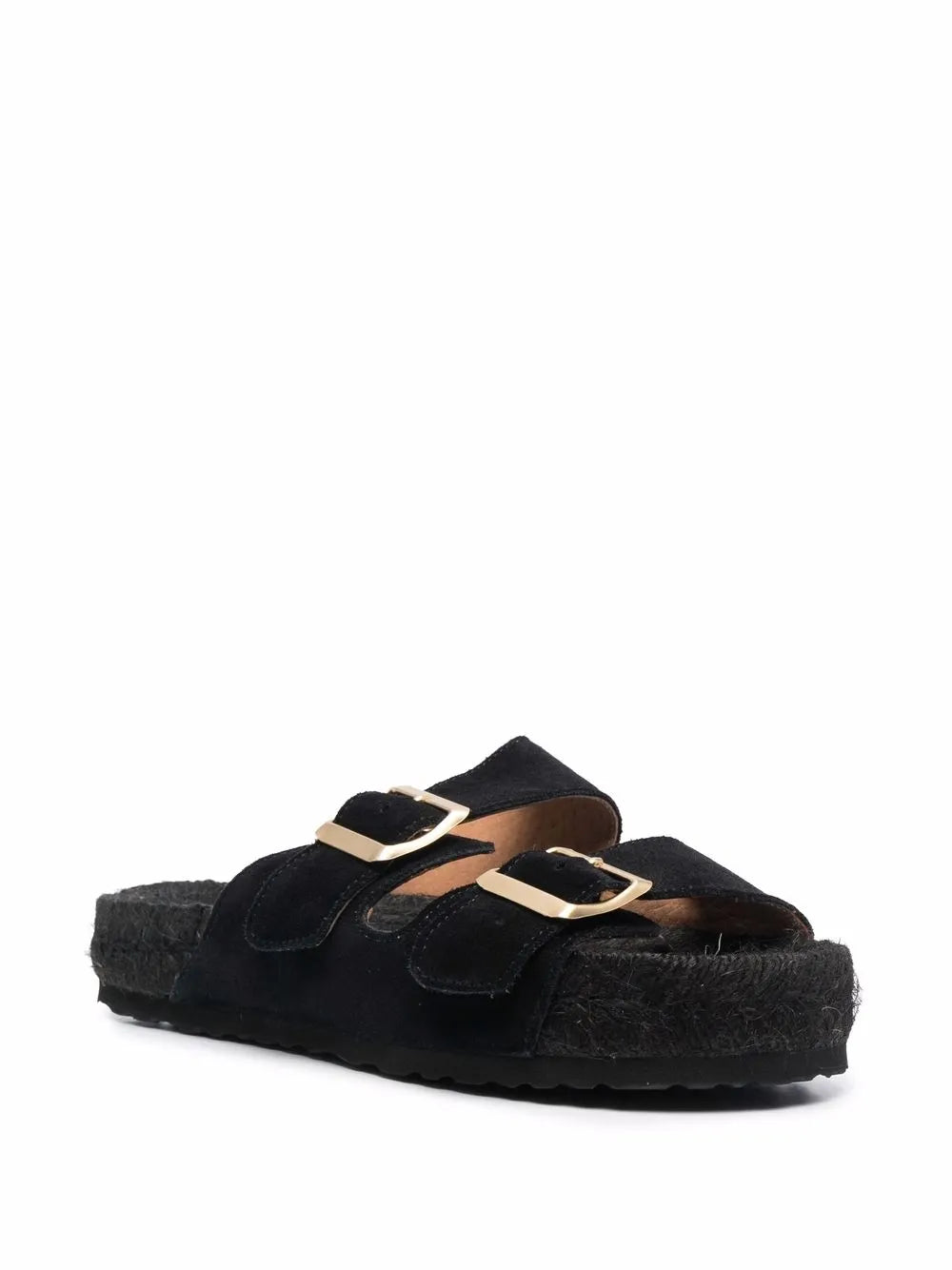 Manebi leather buckled slides