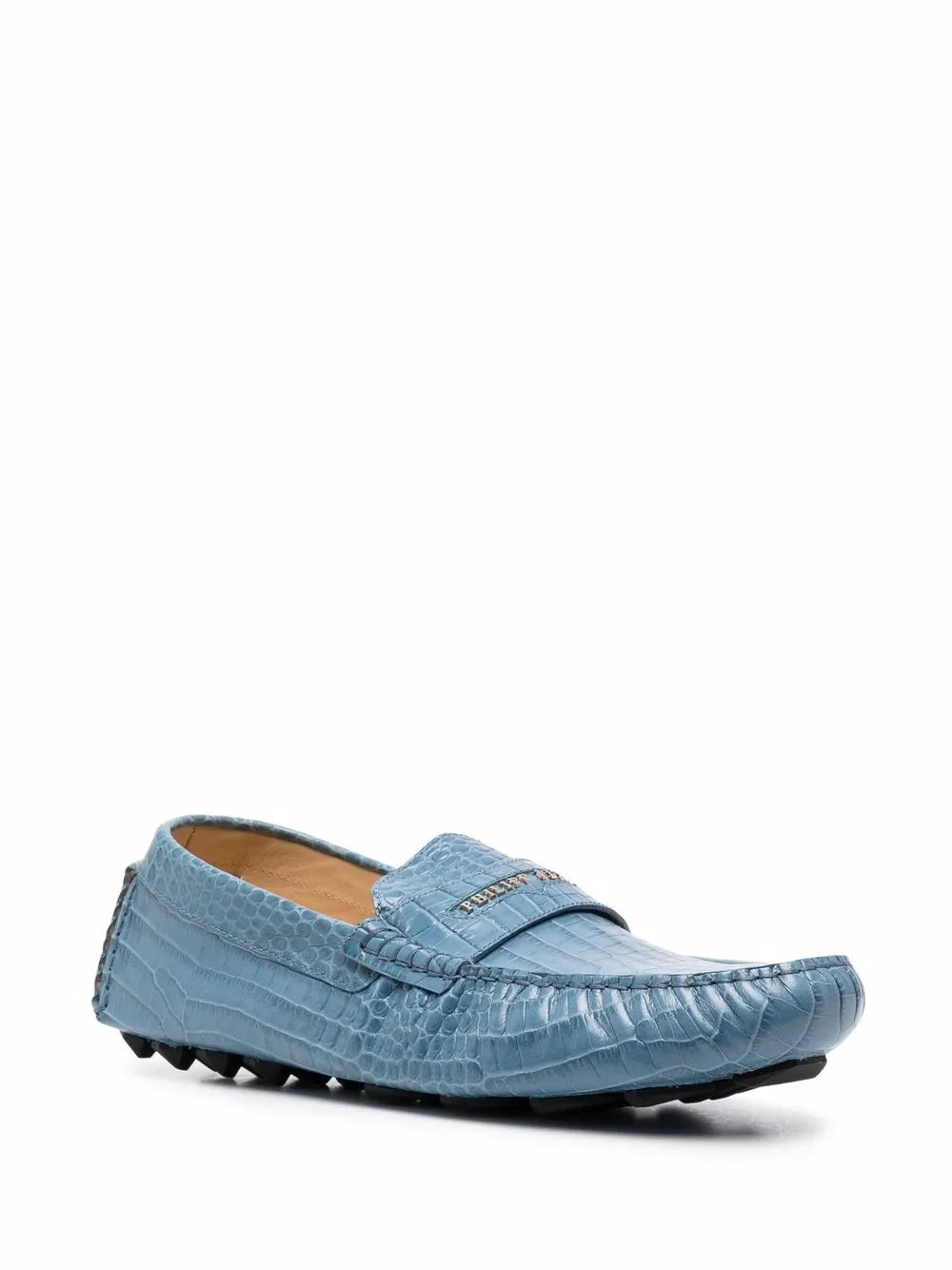Philipp Plein blue leather moccasin
