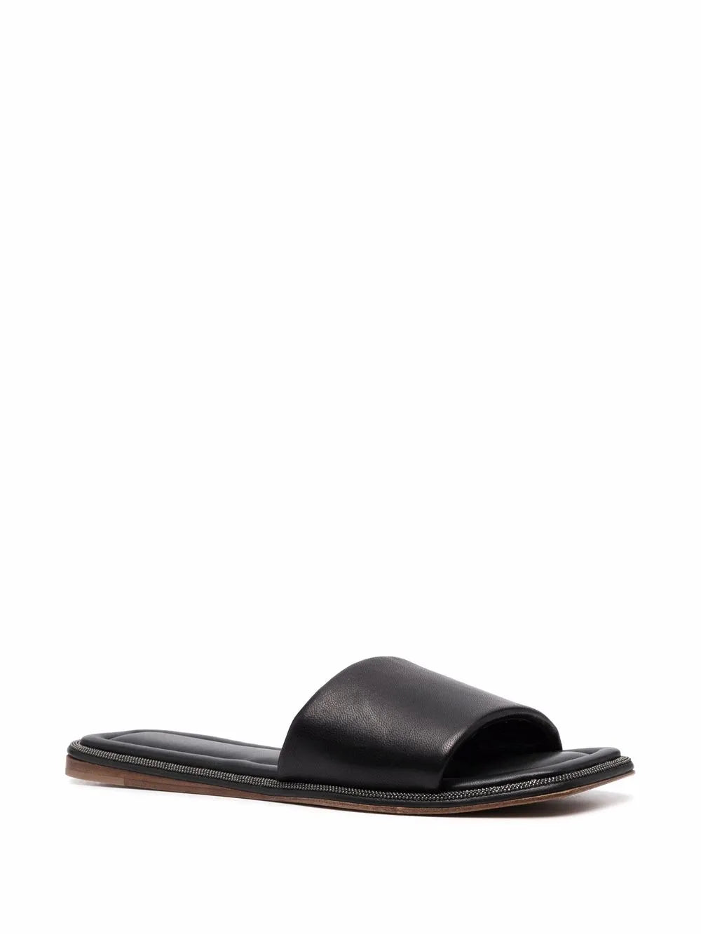 Brunello Cucinelli monili-embellished leather slides