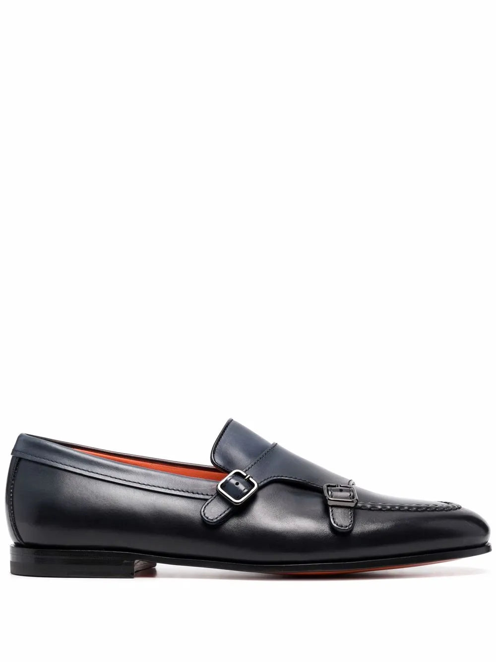 Santoni buckled leather monk shoes