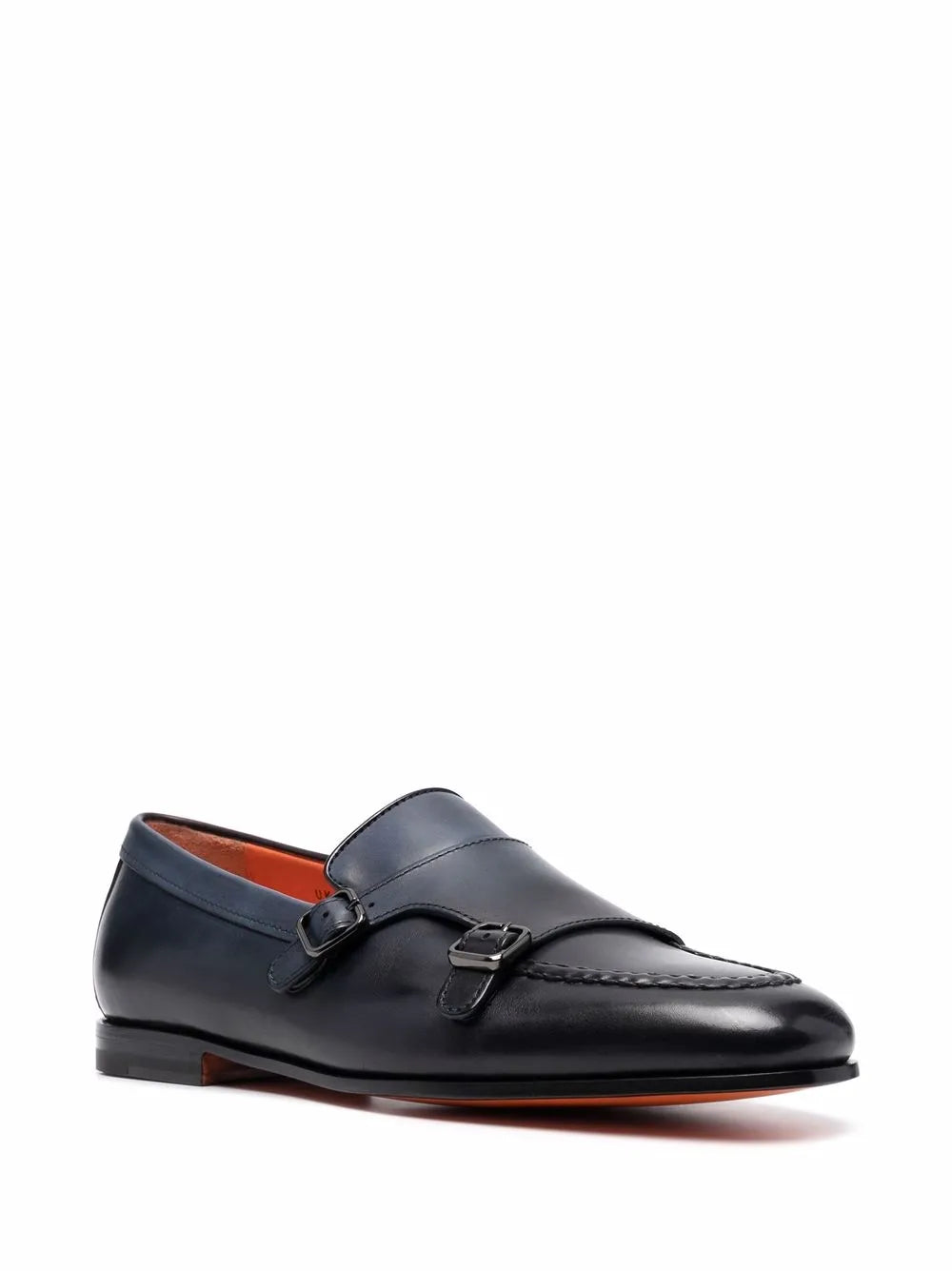 Santoni buckled leather monk shoes