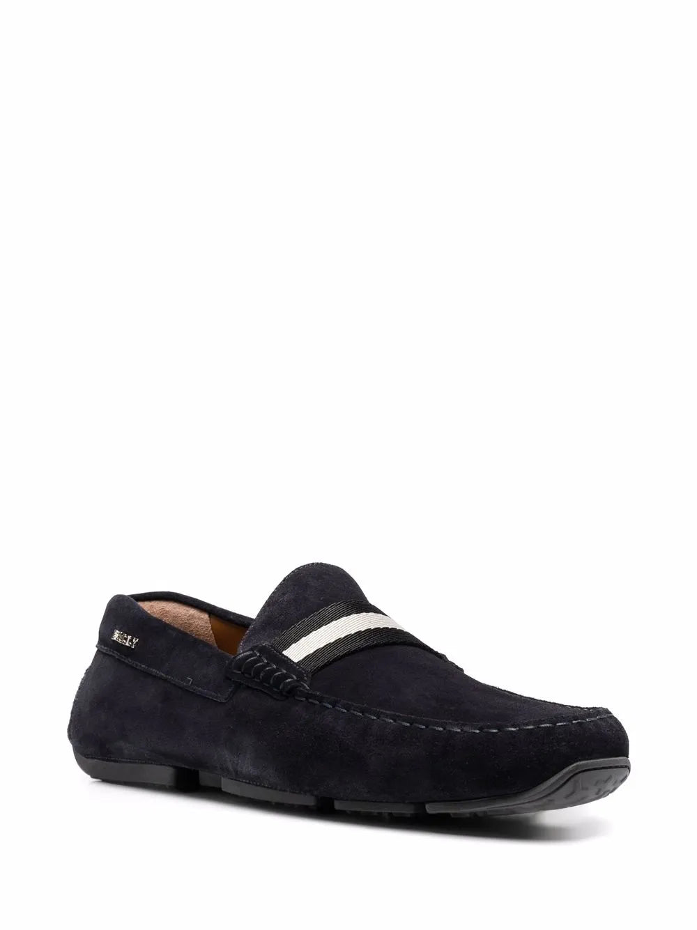 Bally Pearce Leather Drivers In Navy wide foot morphology