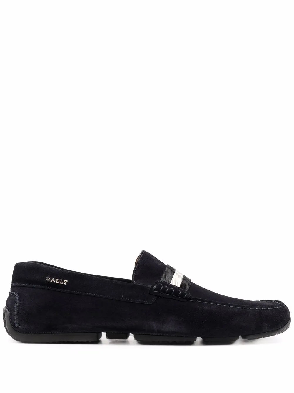 Bally Pearce Leather Drivers In Navy wide foot morphology