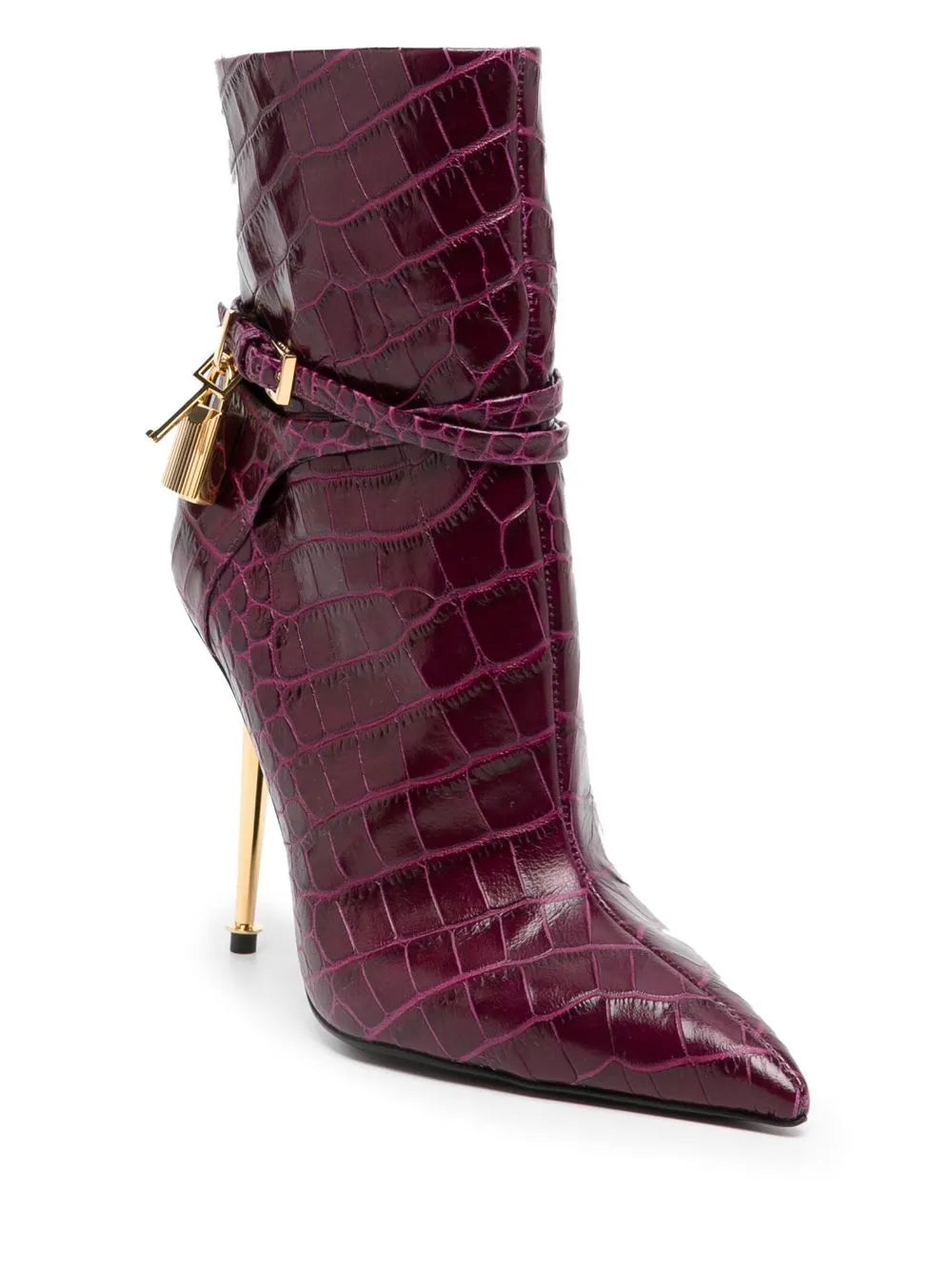 TOM FORD Padlock crocodile-embossed ankle boots