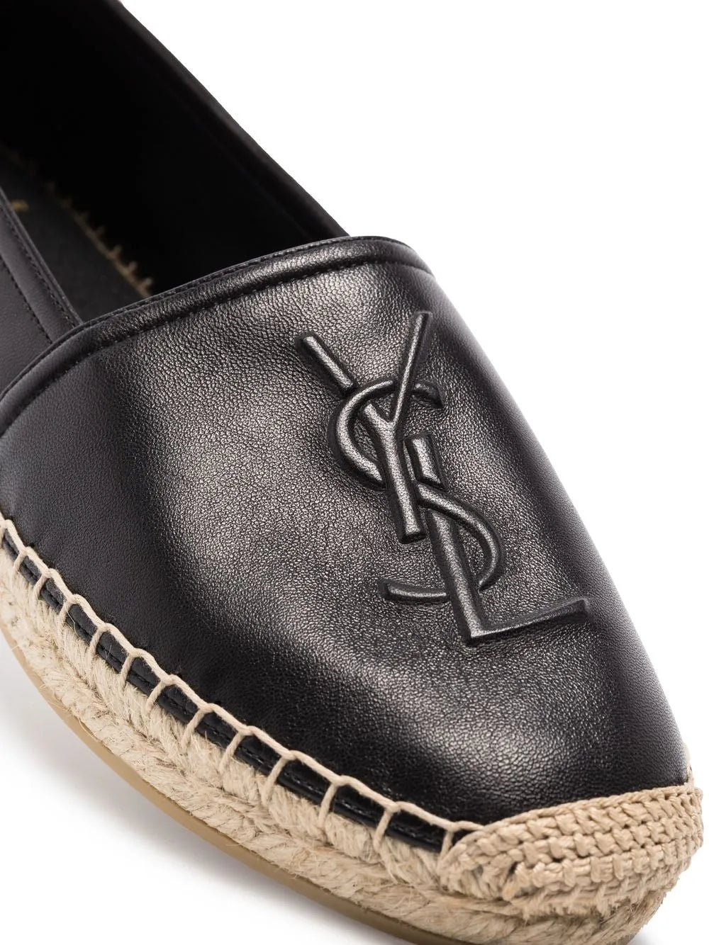 Saint Laurent embossed-logo leather espadrilles