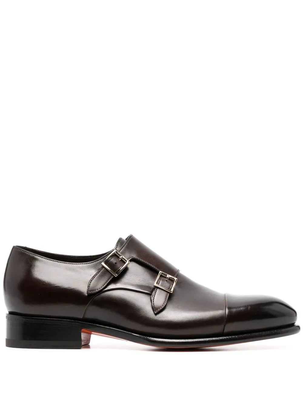 Santoni leather monk shoes