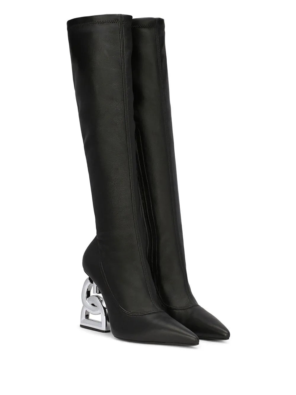 Dolce & Gabbana logo-heel knee-high boots