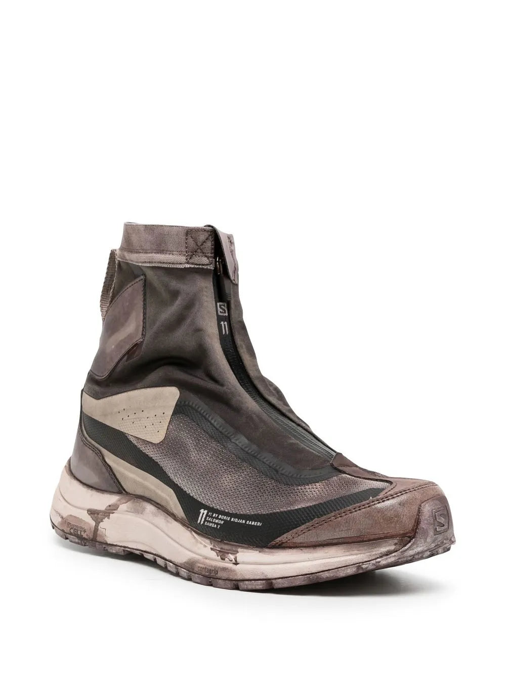 11 By Boris Bidjan Saberi distressed-effect panelled ankle boots