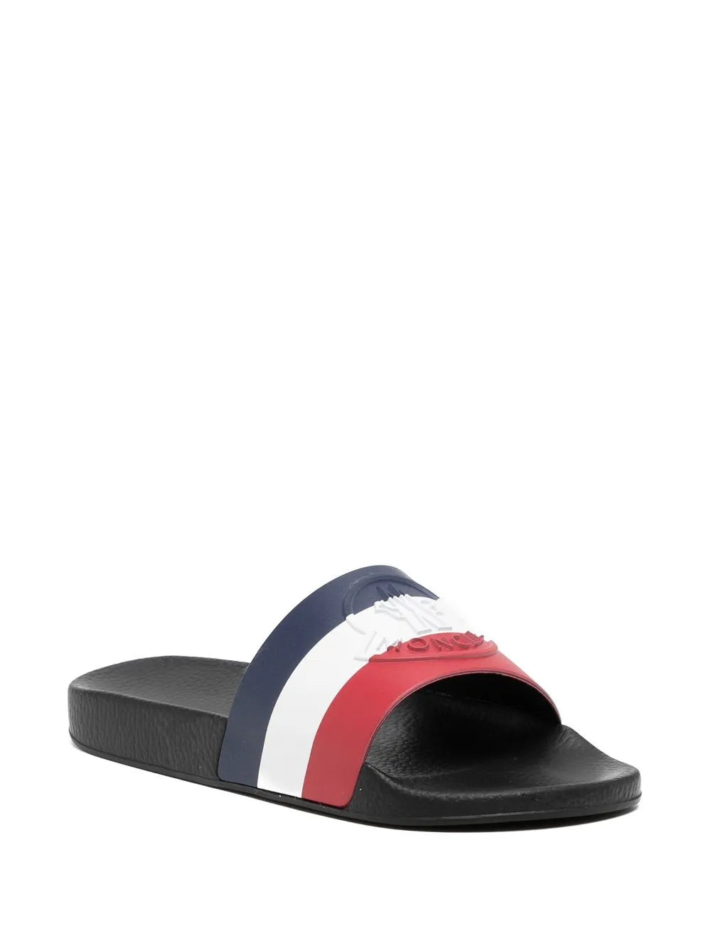 Moncler striped logo-embossed slides