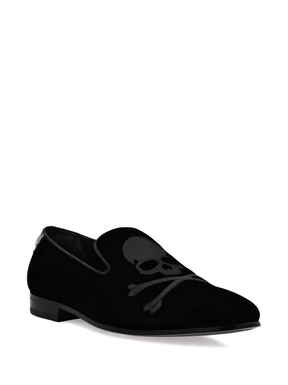 Philipp Plein embroidered-skull velvet slippers
