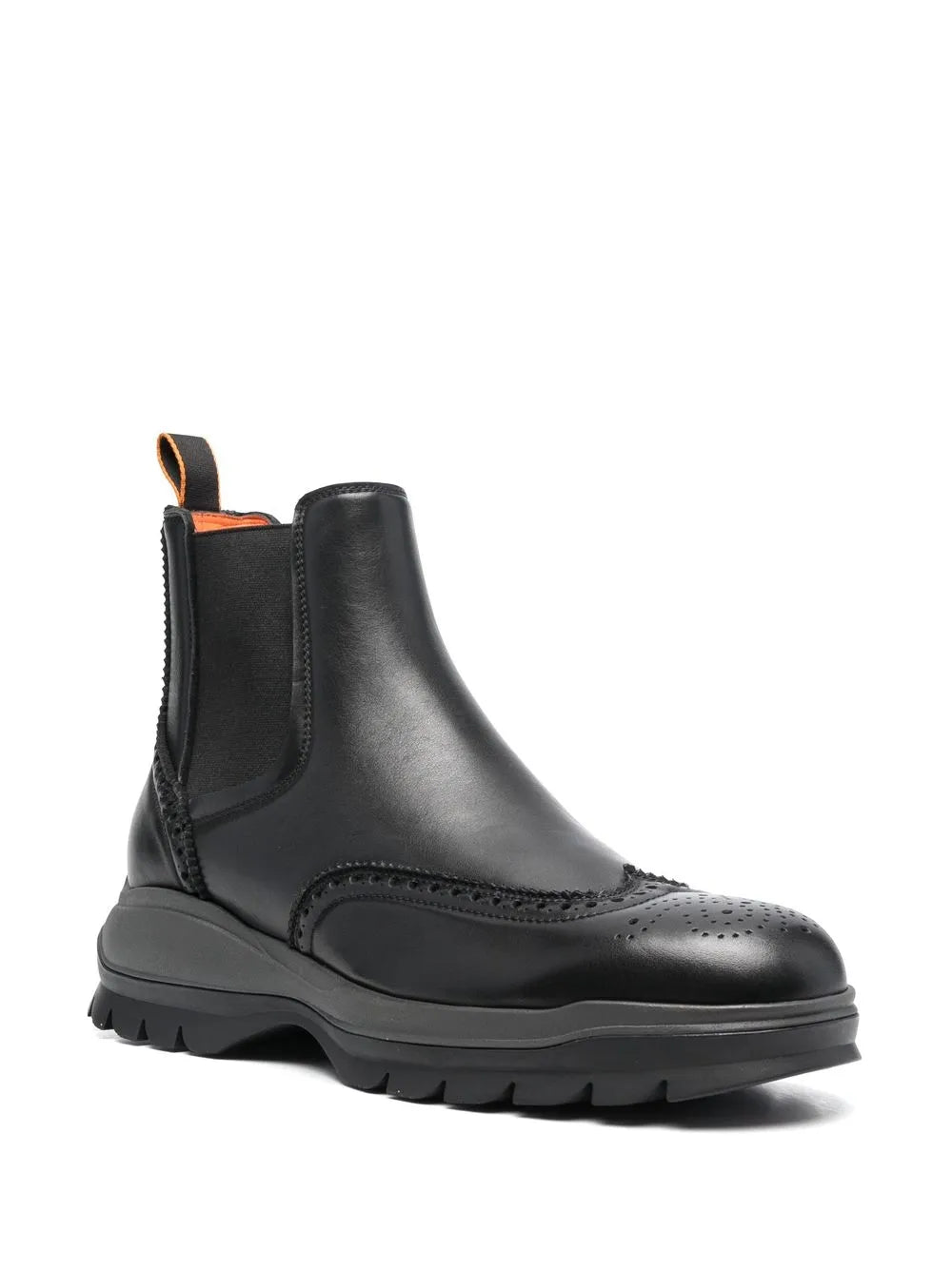 Santoni leather brogue Chelsea boots