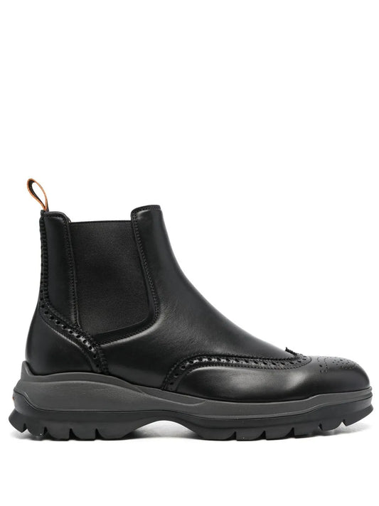 Santoni leather brogue Chelsea boots