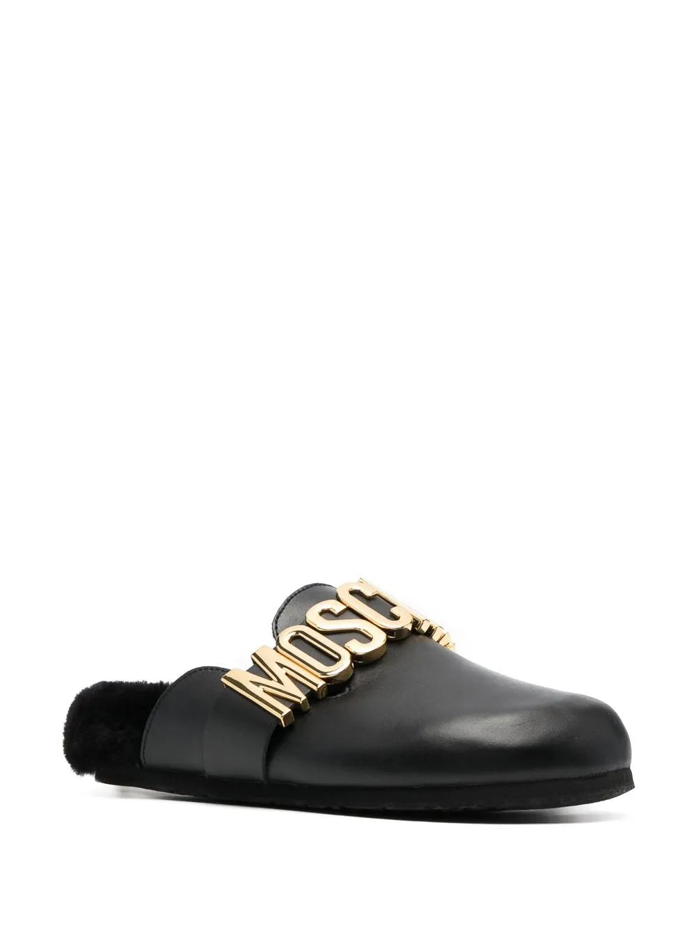 Moschino logo-plaque leather slides