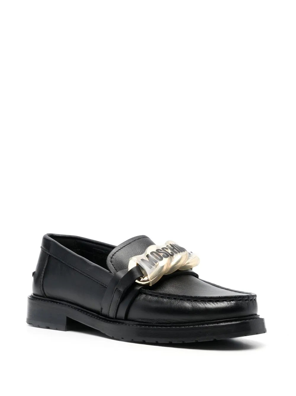 Moschino logo-plaque leather loafers