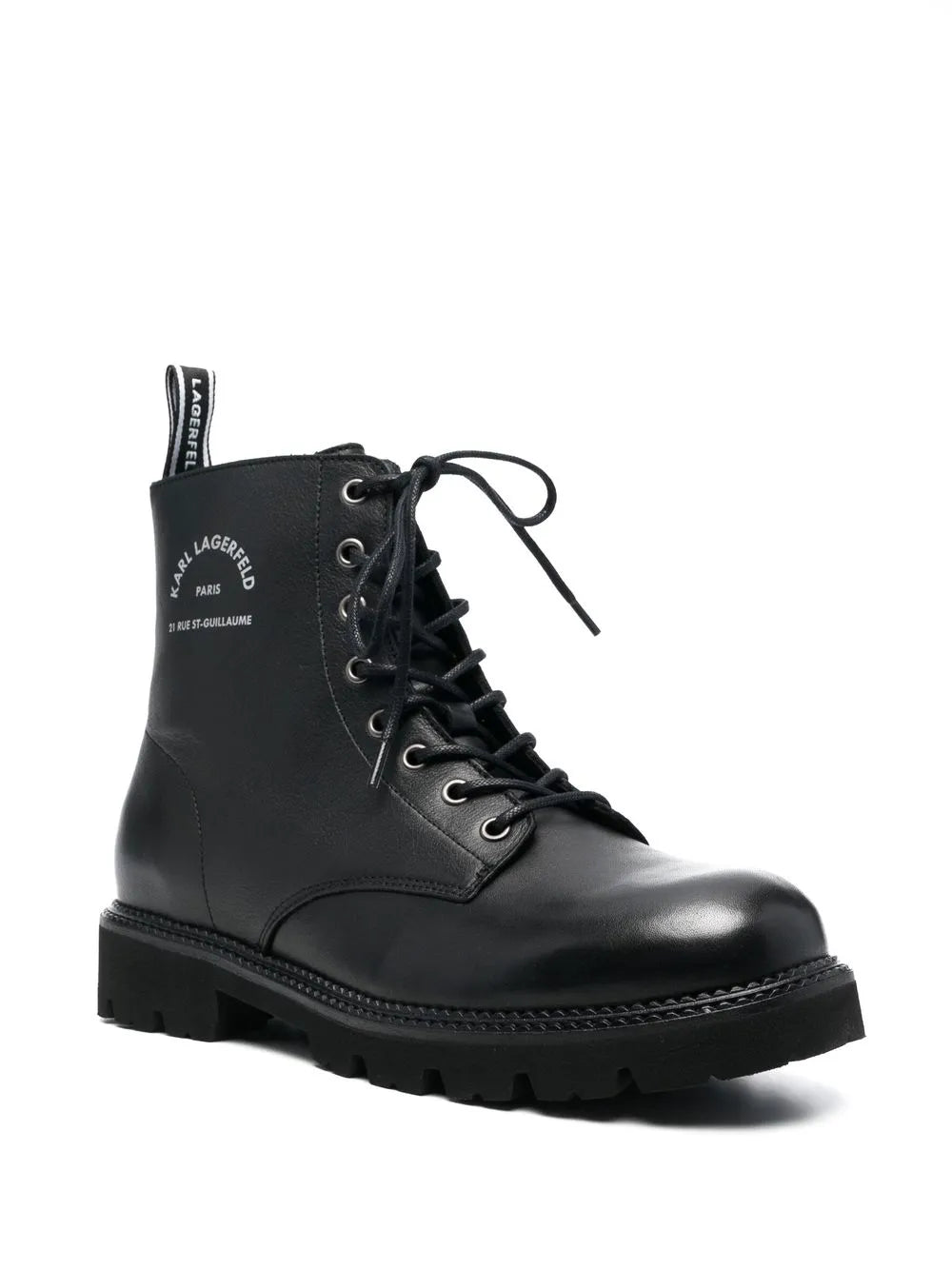 Karl Lagerfeld logo-print leather ankle boots