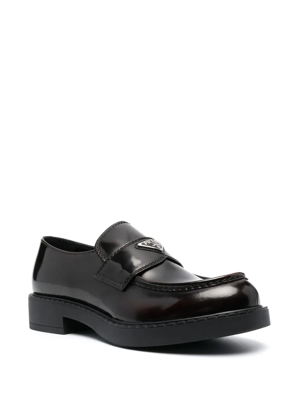 Prada logo-plaque polished-finish loafers