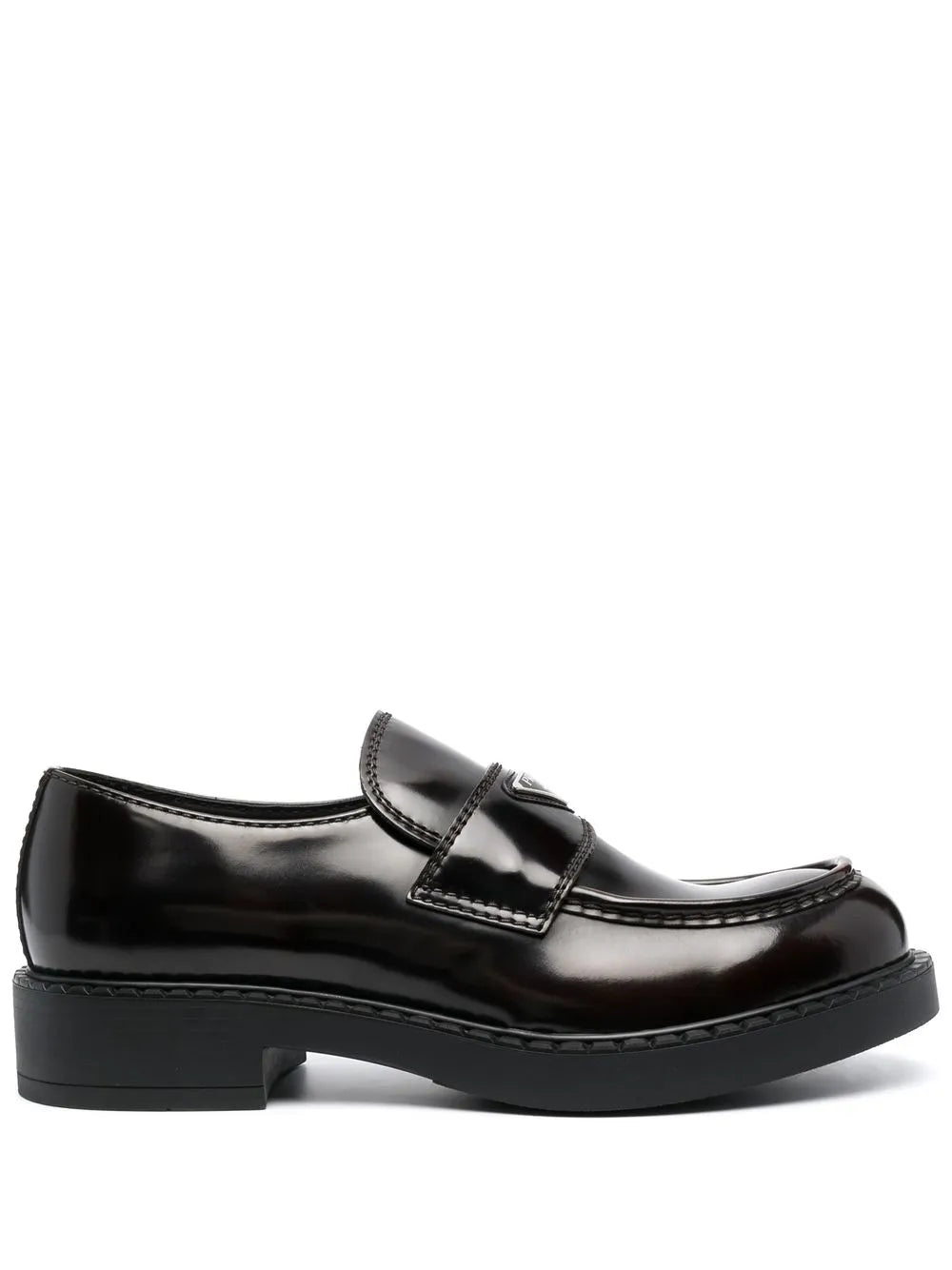 Prada logo-plaque polished-finish loafers