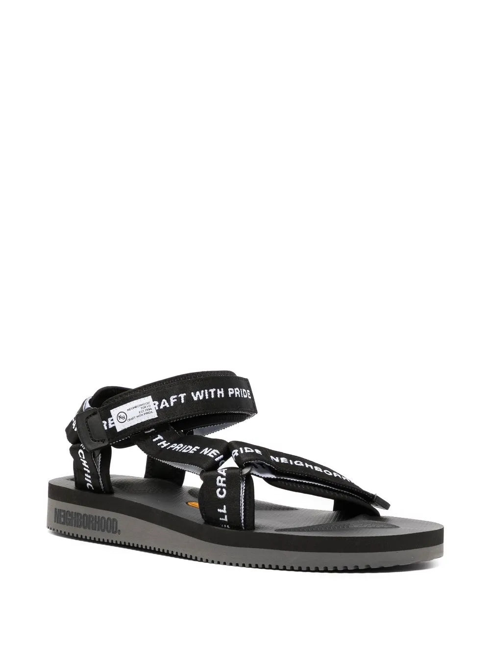 Neighborhood logo-tape flat sandals
