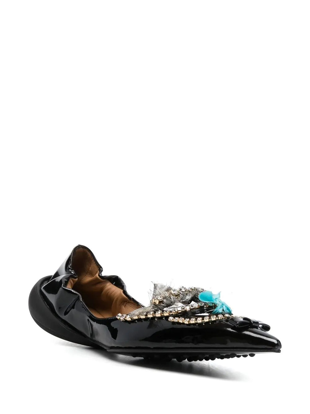 13 09 SR 20mm crystal-embellished pointed ballerina shoes