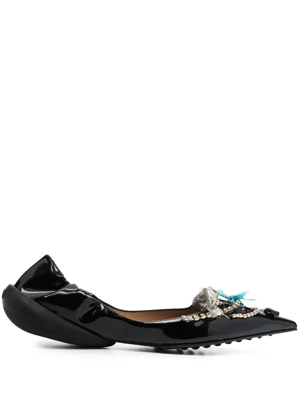 13 09 SR 20mm crystal-embellished pointed ballerina shoes