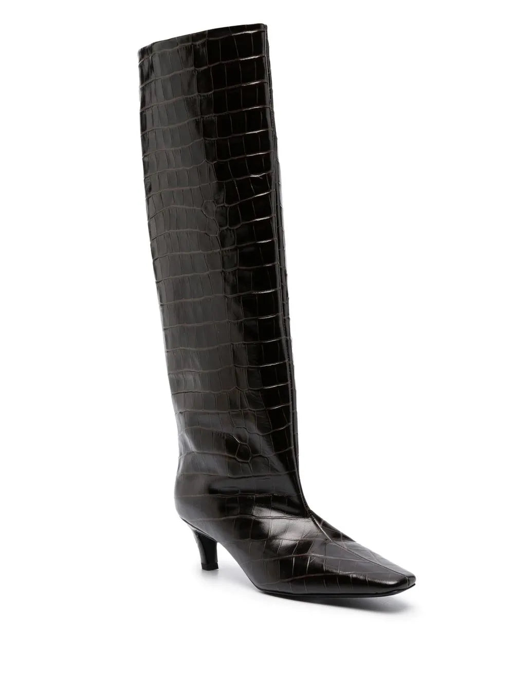 TOTEME crocodile-embossed knee-high boots