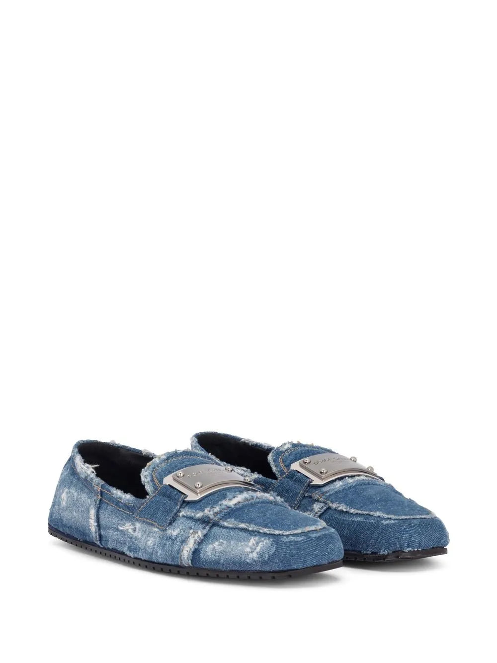 Dolce & Gabbana logo-tag patchwork-denim loafers