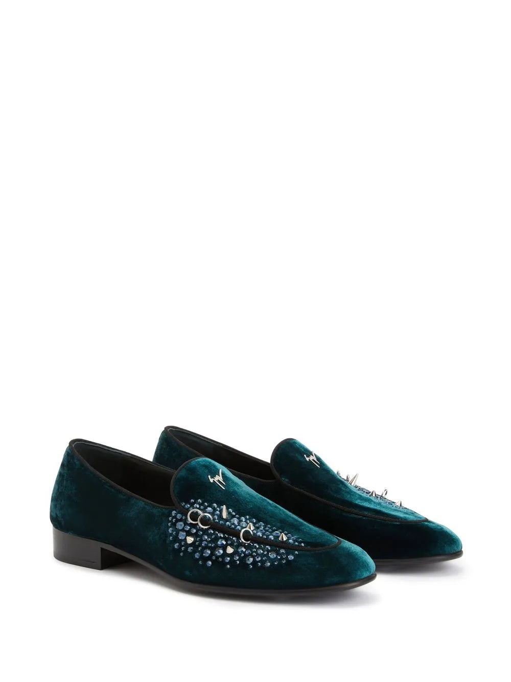 Giuseppe Zanotti velvet-effect rhinestone loafers