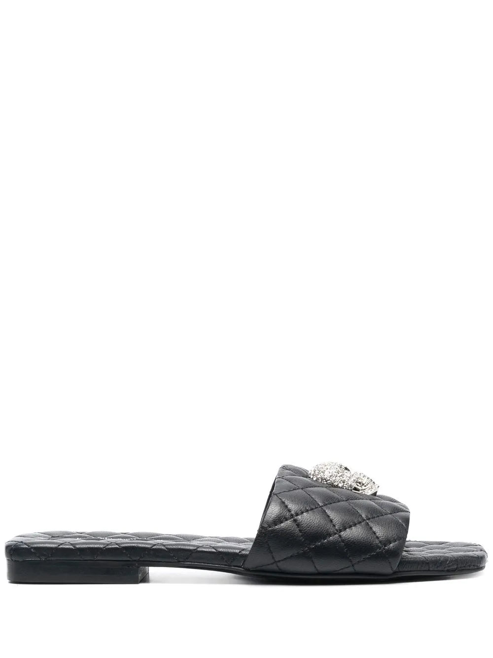 Philipp Plein crystal-skull matelassé slides