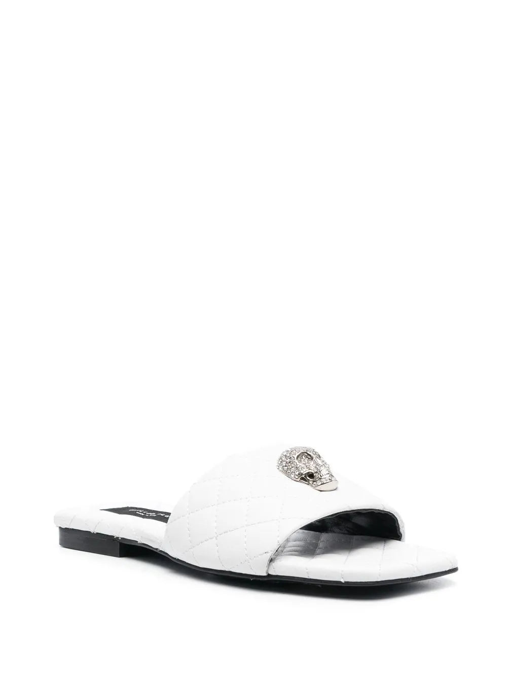 Philipp Plein crystal-skull matelassé slides