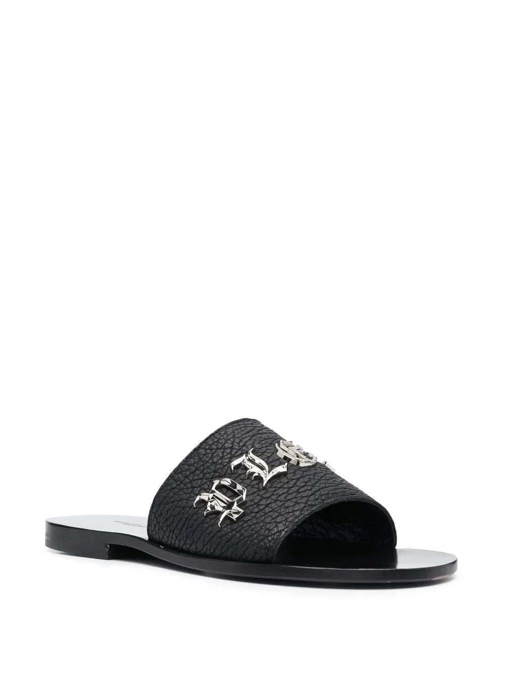 Philipp Plein logo-lettering leather slides