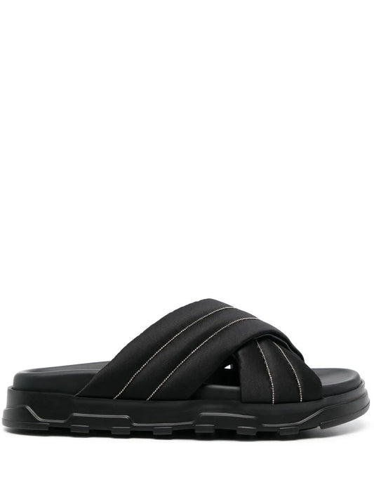 Fabiana Filippi quilted crossover-strap slides