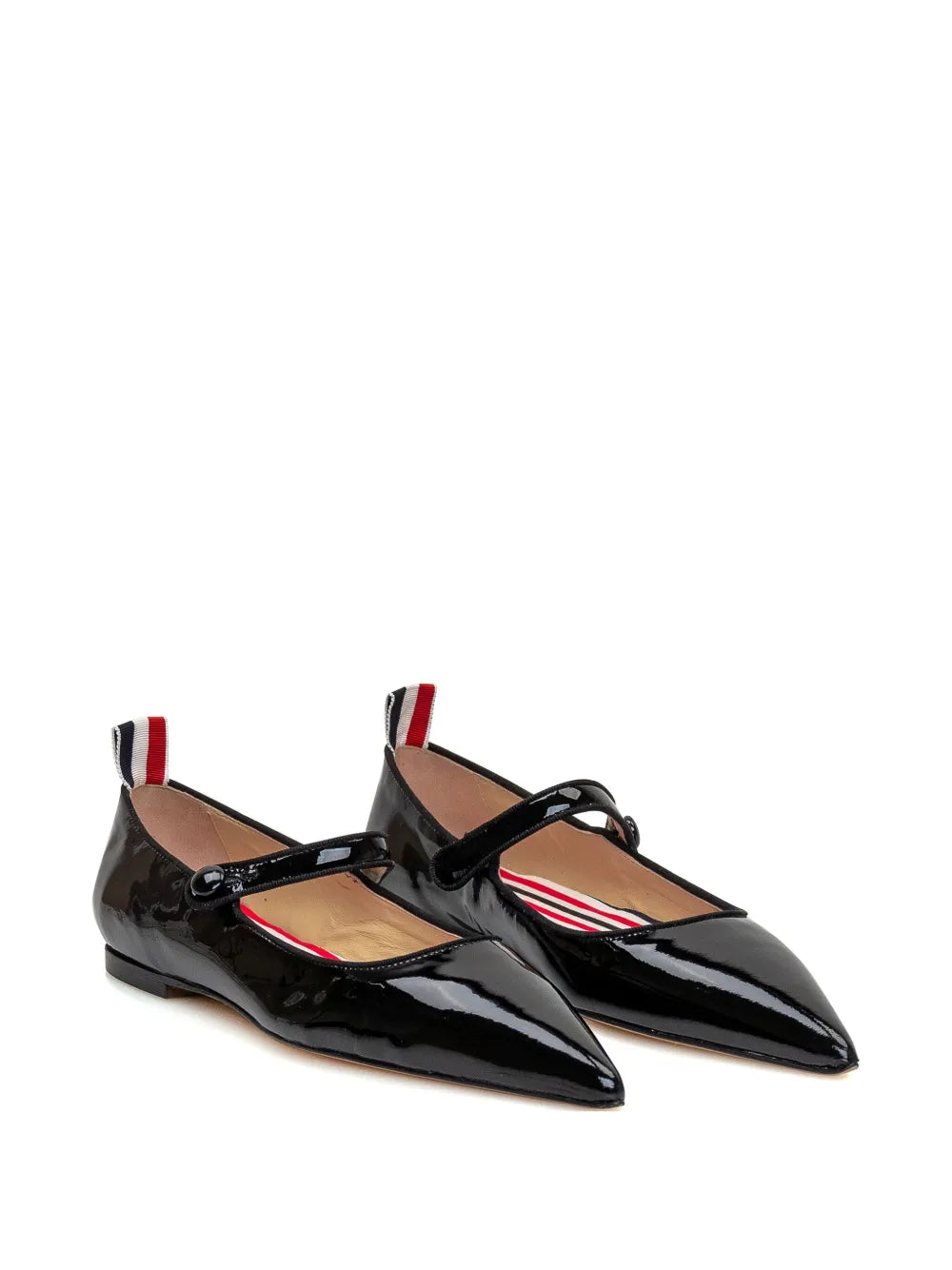 Thom Browne pointed-toe patent ballerina shoes