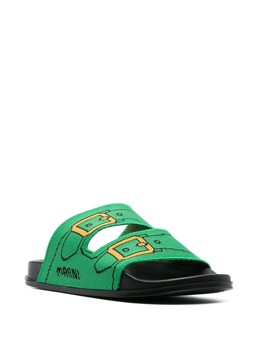 Marni buckle double-strap-print slides