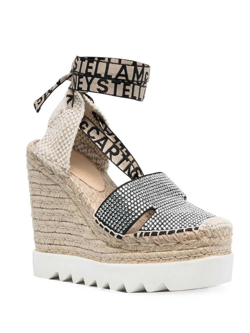 Stella McCartney Gaia crystal-embellished wedge espadrilles