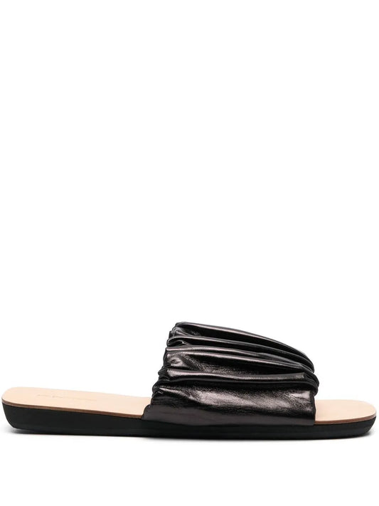 Jil Sander leather gathered-detail slides
