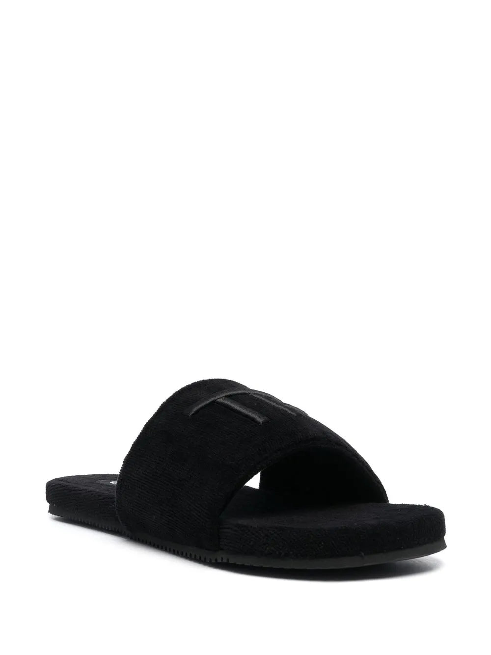 TOM FORD logo-embroidered velvet-effect mules