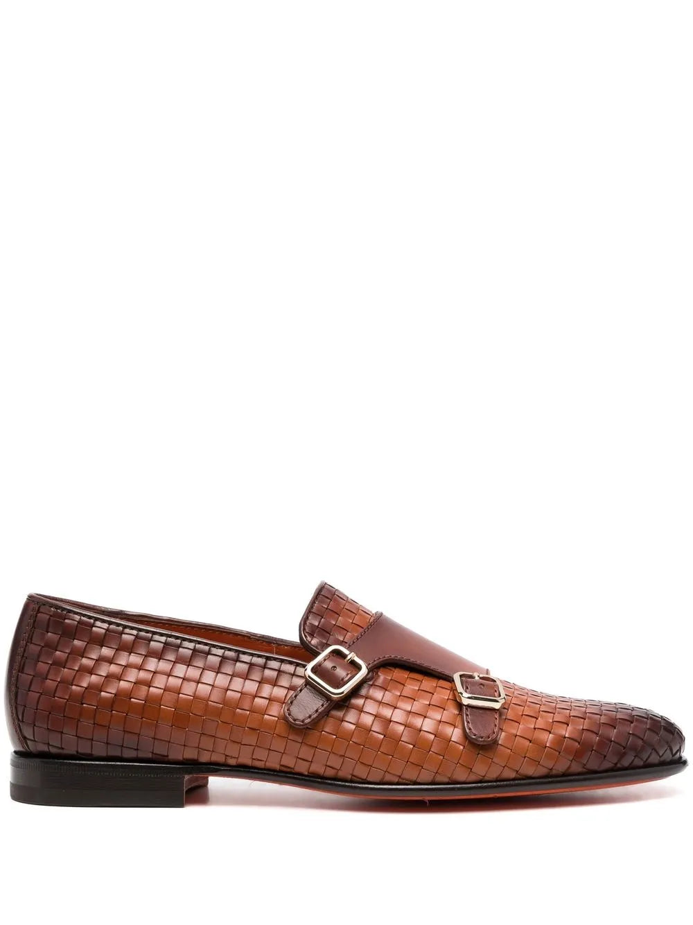 Santoni double-monk strap woven shoes