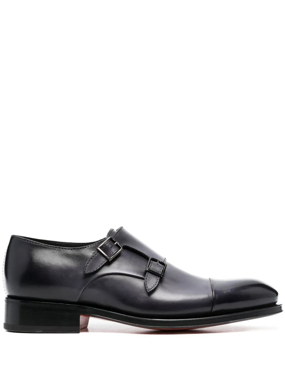 Santoni double strap leather monk shoes