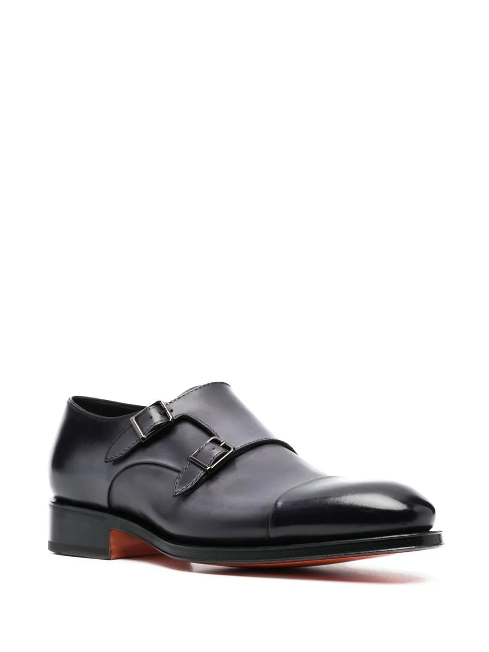 Santoni double strap leather monk shoes
