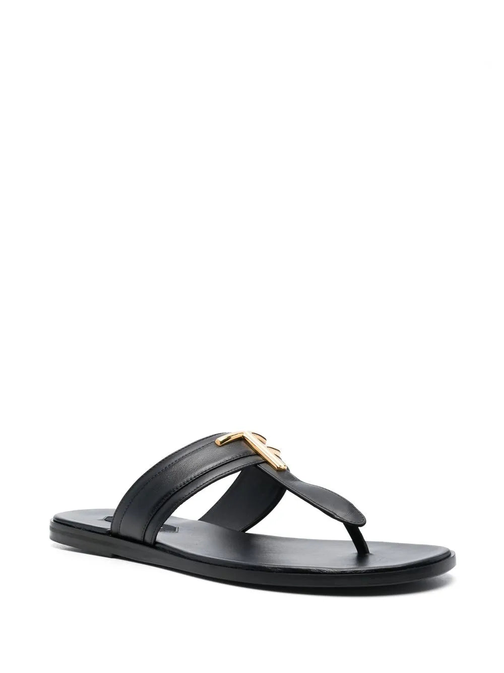TOM FORD logo-plaque leather flip flops