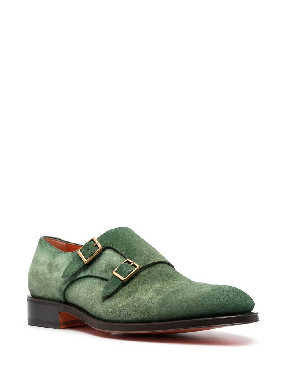 Santoni suede double-buckle shoes