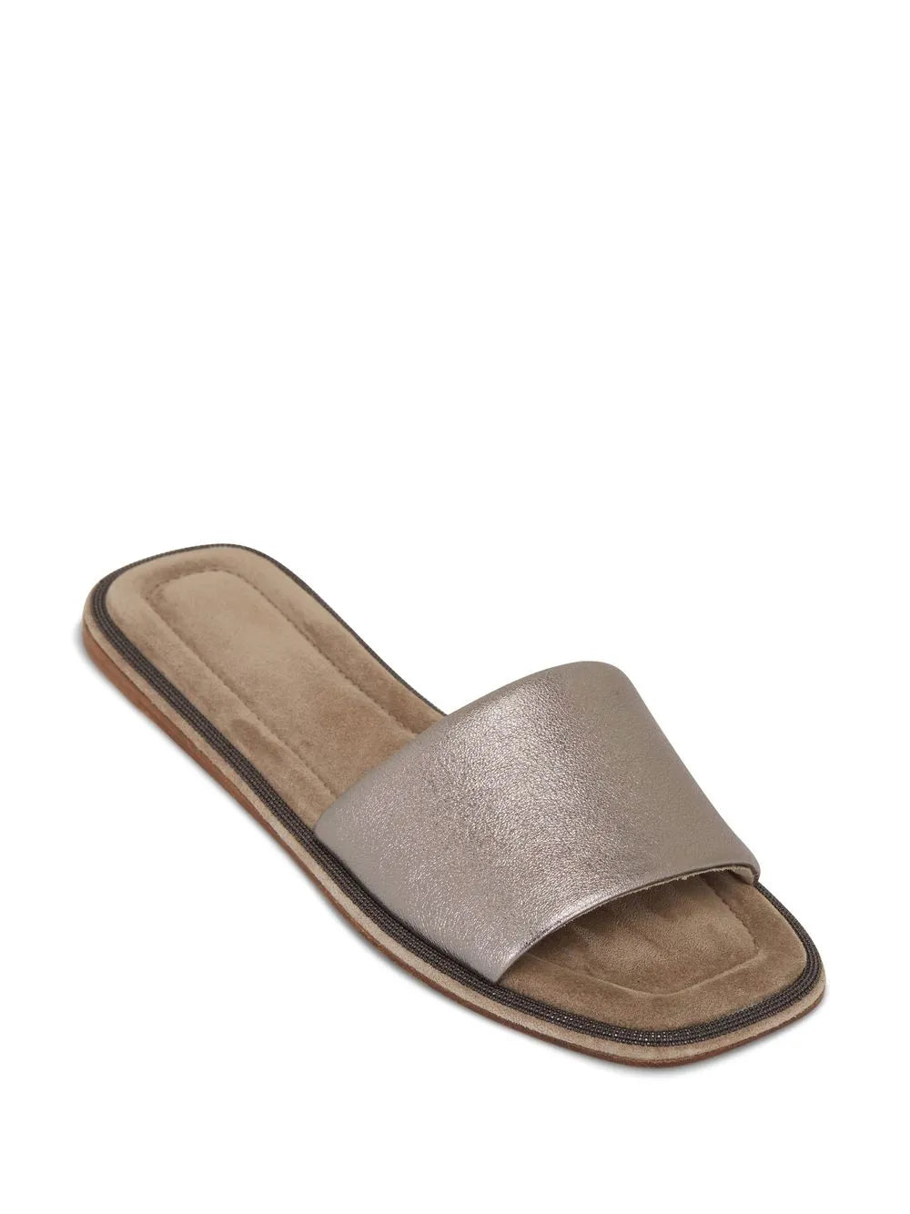 Brunello Cucinelli square-toe leather flat sandals