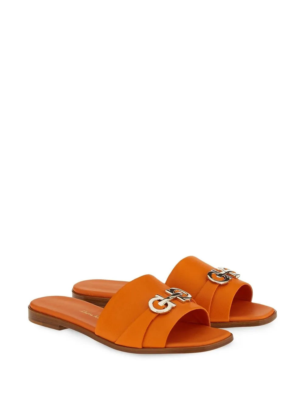 Ferragamo Gancini leather slide sandals