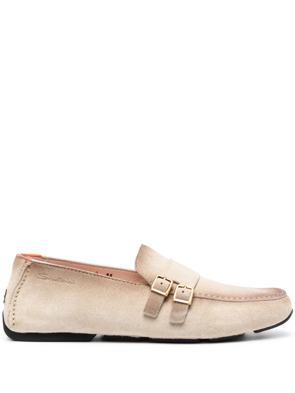 Santoni embossed-logo suede Monk shoes
