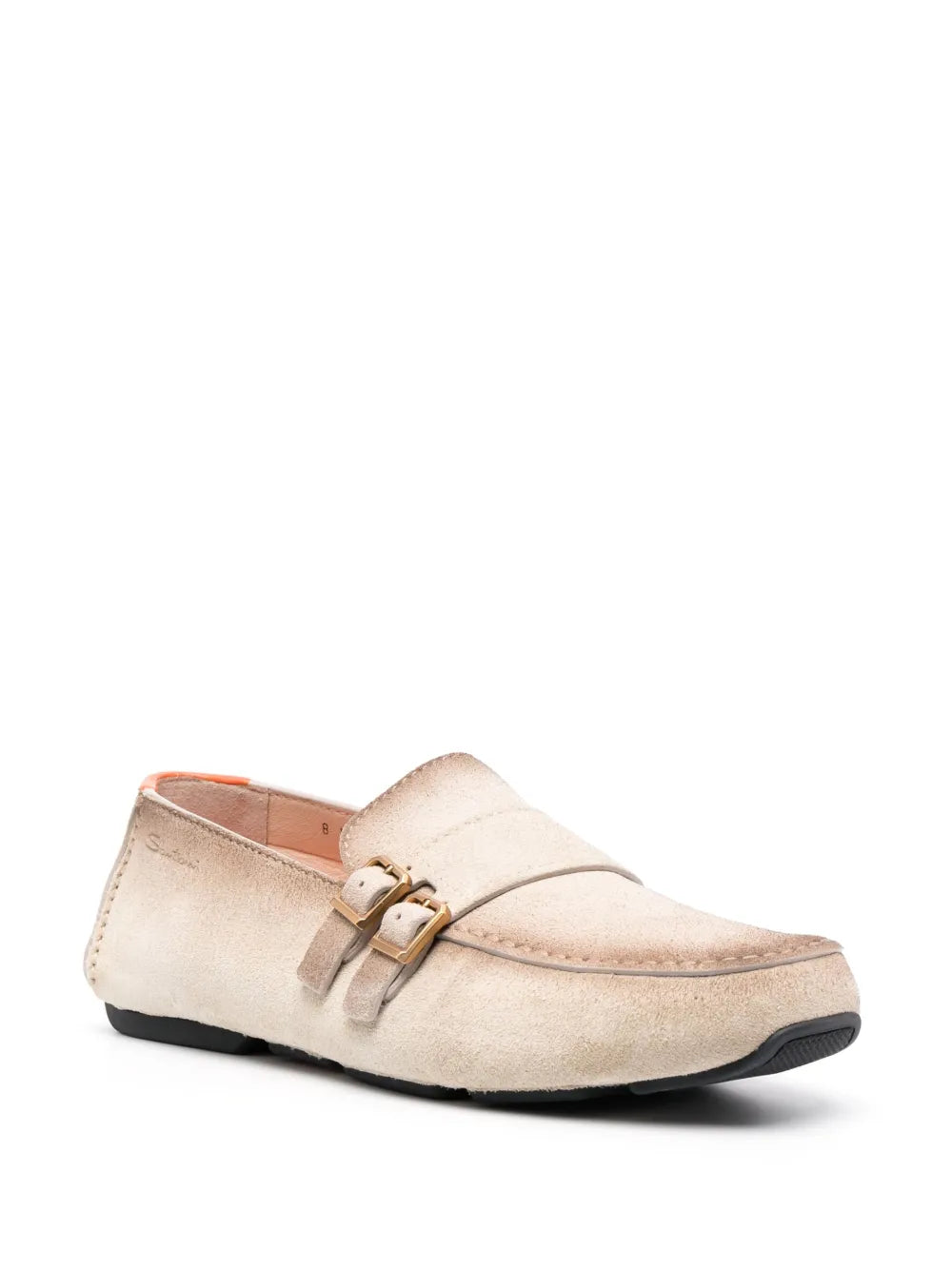 Santoni embossed-logo suede Monk shoes